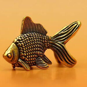 Goldfish Figurines Retro Brass Lucky Animal Statue Ornament Home Decor Desk